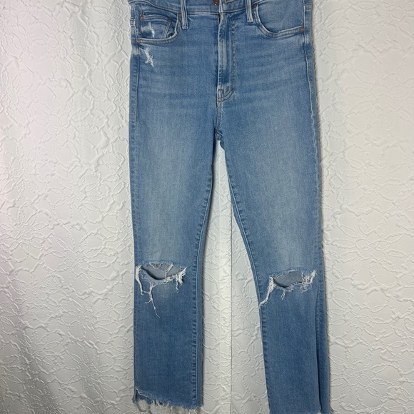 Mother the insider crop Step fray Distressed Light Blue Jeans - Picture 1 of 16